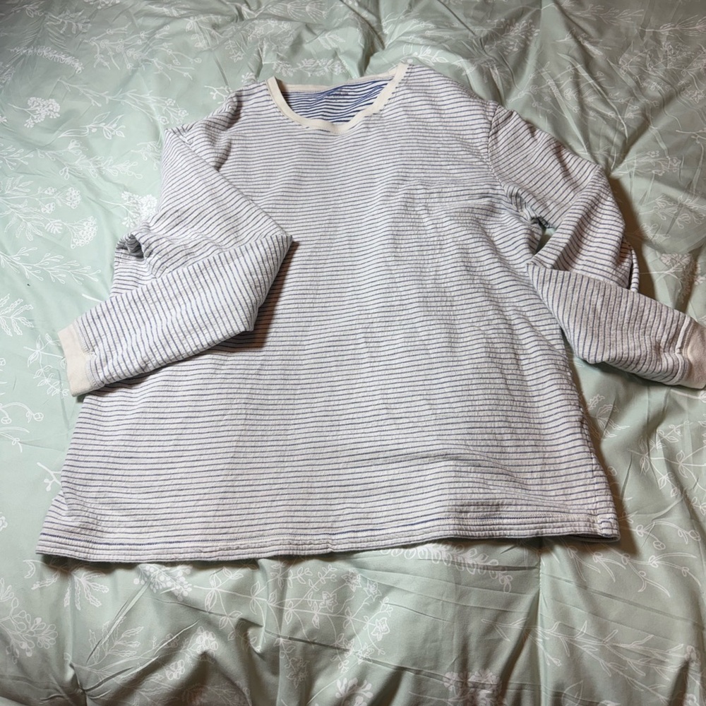 J. Crew Blue and White Striped Long Sleeve Tee